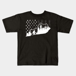 kentucky Bigfoot American Flag Kids T-Shirt